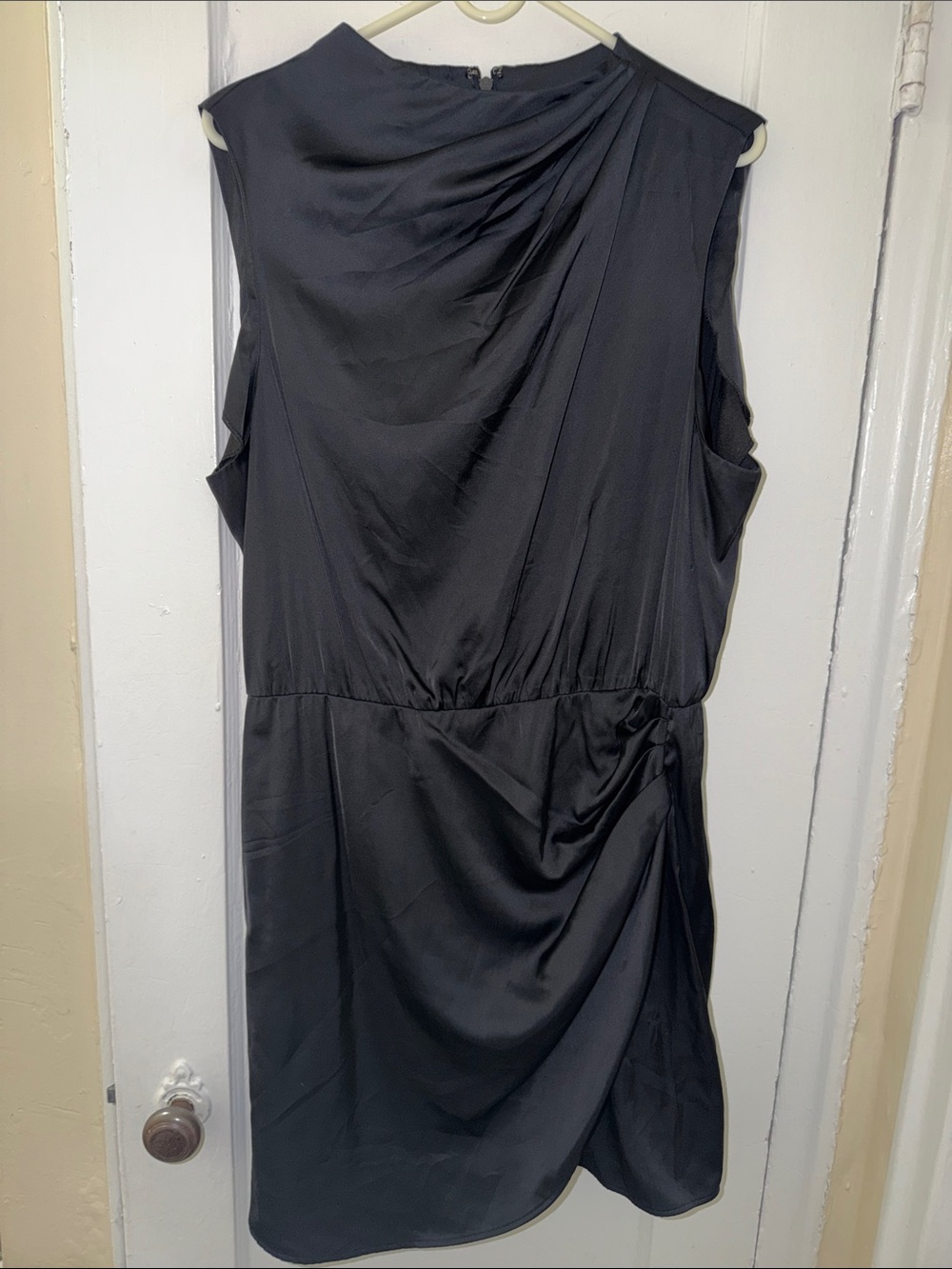 Abercrombie & Fitch Black Sleeveless Draped Midi Dress